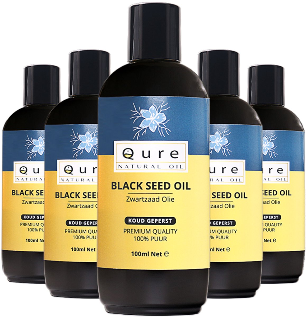 Black Seed Oil 5x100ml | 100% Puur & Onbewerkt | Food Grade | Zwartzaadolie | Zwarte Zaad Olie | Zwarte Komijnolie | Nigella Sativa Olie