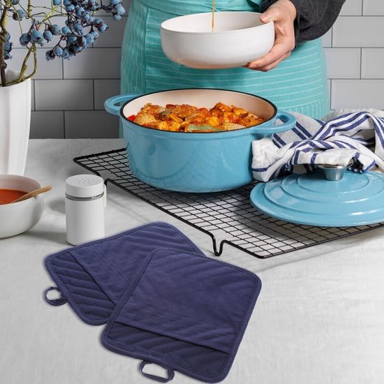 Dessous De Plat Coton épais Résistant Chaleur 3 Maniques En Coton Épais – 17x17 Cm, Antidérapantes, Avec Anneau De Suspension, Pour Four Et Cuisson Carré Patisserie
