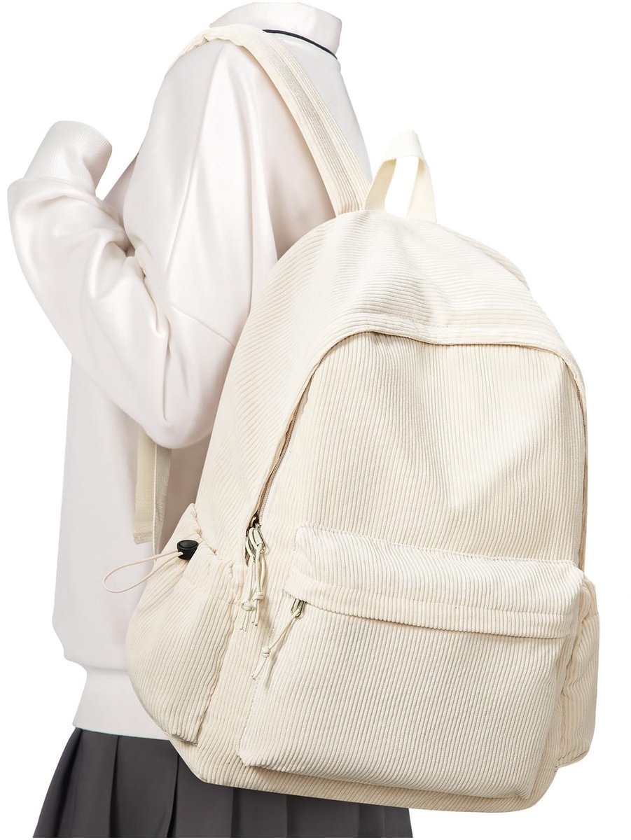 Ibenzoa® Ruime en veelzijdige schoolrugzak met laptopvak voor dagelijks gebruik Beige