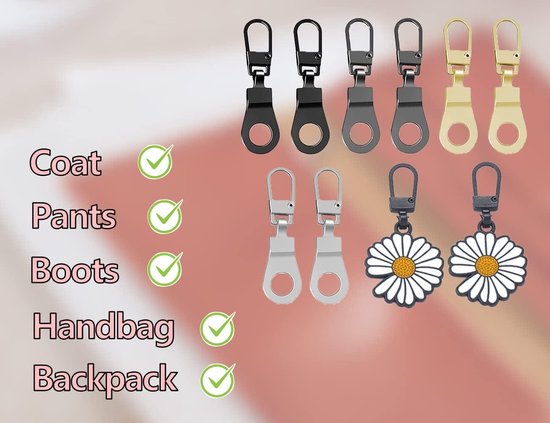 10 Stuks Koffer Rits Metalen Ritssluitingen Bagage Rits Trekt Rits Ring Trekt Ritssluiting Vervangen Rits Onderdelen Ritssluiting Voor Schoenen Jas Rits Kleding Stof Met Haak