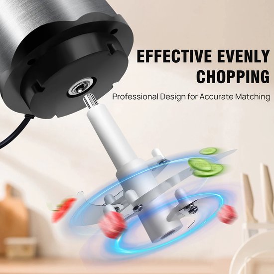 Mini-Blender - Hakmolen - Elektrische Vleesmolen - Mini Keukenmachine - Groentesnijder - Blender - Foodprocessor - 2L Glazen Kom - 300W Motor - 2 Snelheden - Vleeshakmolen - Compacte Chopper - Vaatwasserbestendig - Met Messen en Schraper - Antislip van MINI — afbeelding 4