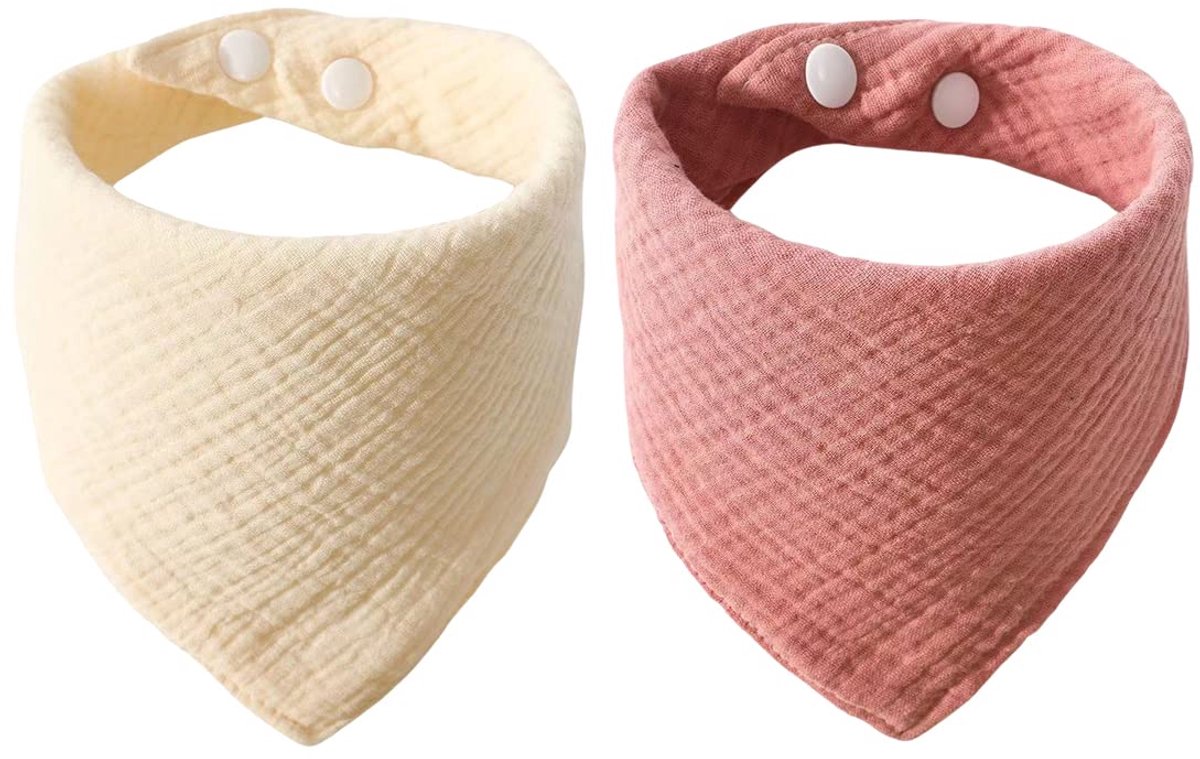 Image of 2 stuks slabbetje baby driehoekige sjaal baby mousseline sjaal baby voor jongen en meisje