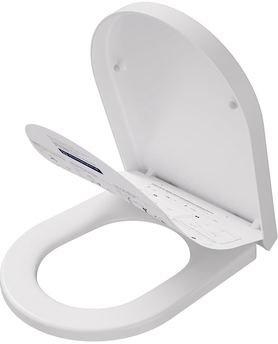WC-bril D-vorm - Duroplast met Softclose & Antibacterieel - Snelbevestiging Universeel