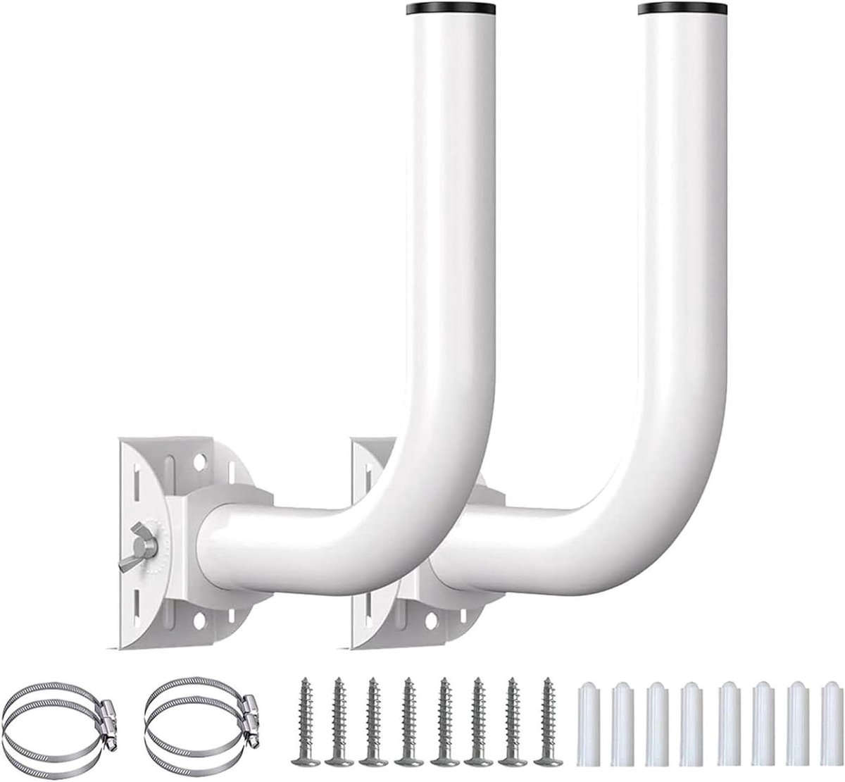2-pack Draadloze Brugbeugelmontage 150° Verstelbaar Roestvrij Staal - Paalmontage voor Wand, Dakrand of Dak