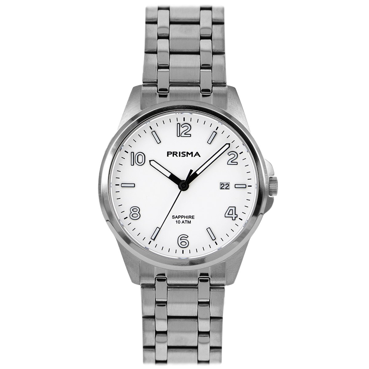 Prisma horloge P.1410 38mm datum wit all-stainless