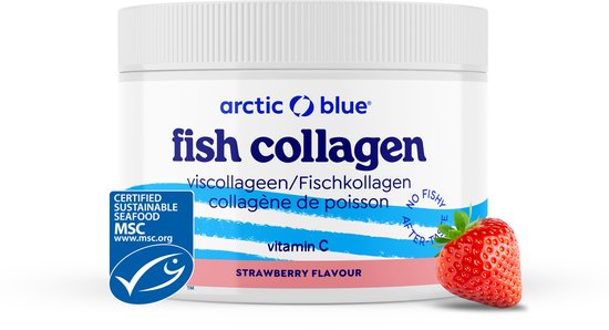 Arctic Blue - 4500 mg Viscollageen Poeder - Met Vit C - Aardbeismaak - 30 doseringen - MSC Keurmerk