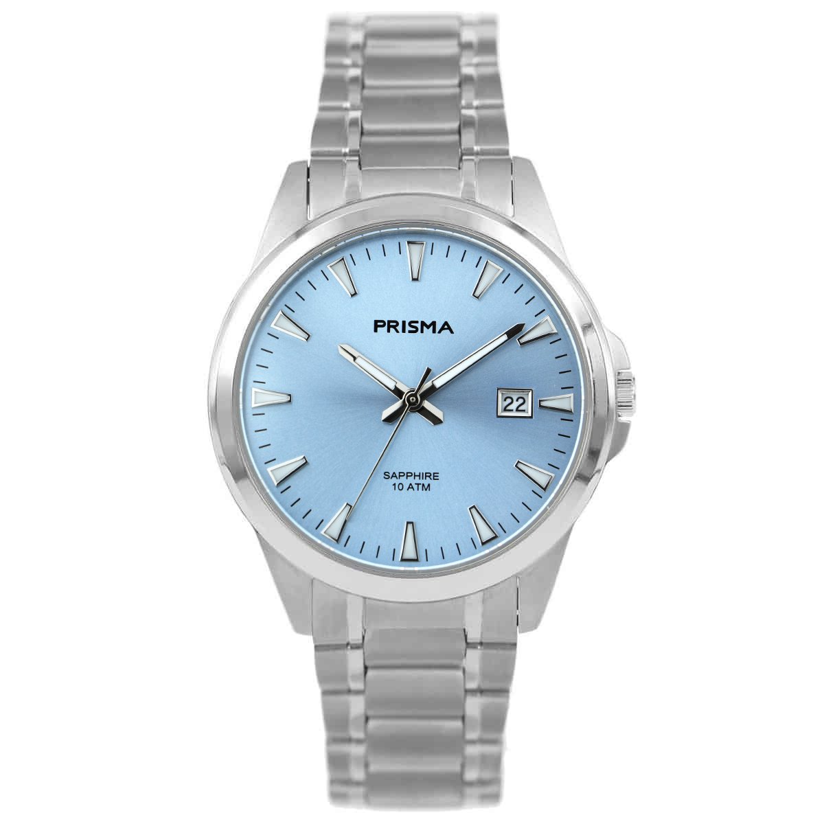 Prisma Horloge P.1714 Titanium Saffierglas lichtblauw