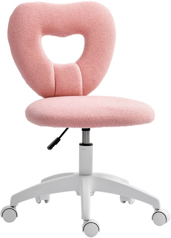 HOMCOM-Schreibtischstuhl-Polyester-56L x 45B x 78-88H cm-Rosa