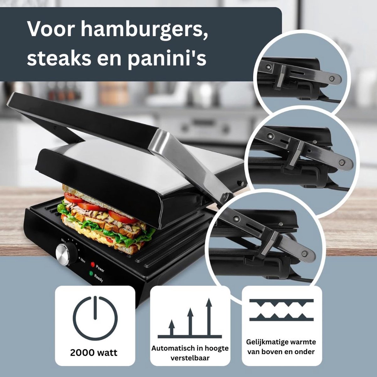 Tosti Apparaat - Panini Grill - Contactgrill thumbnail 6