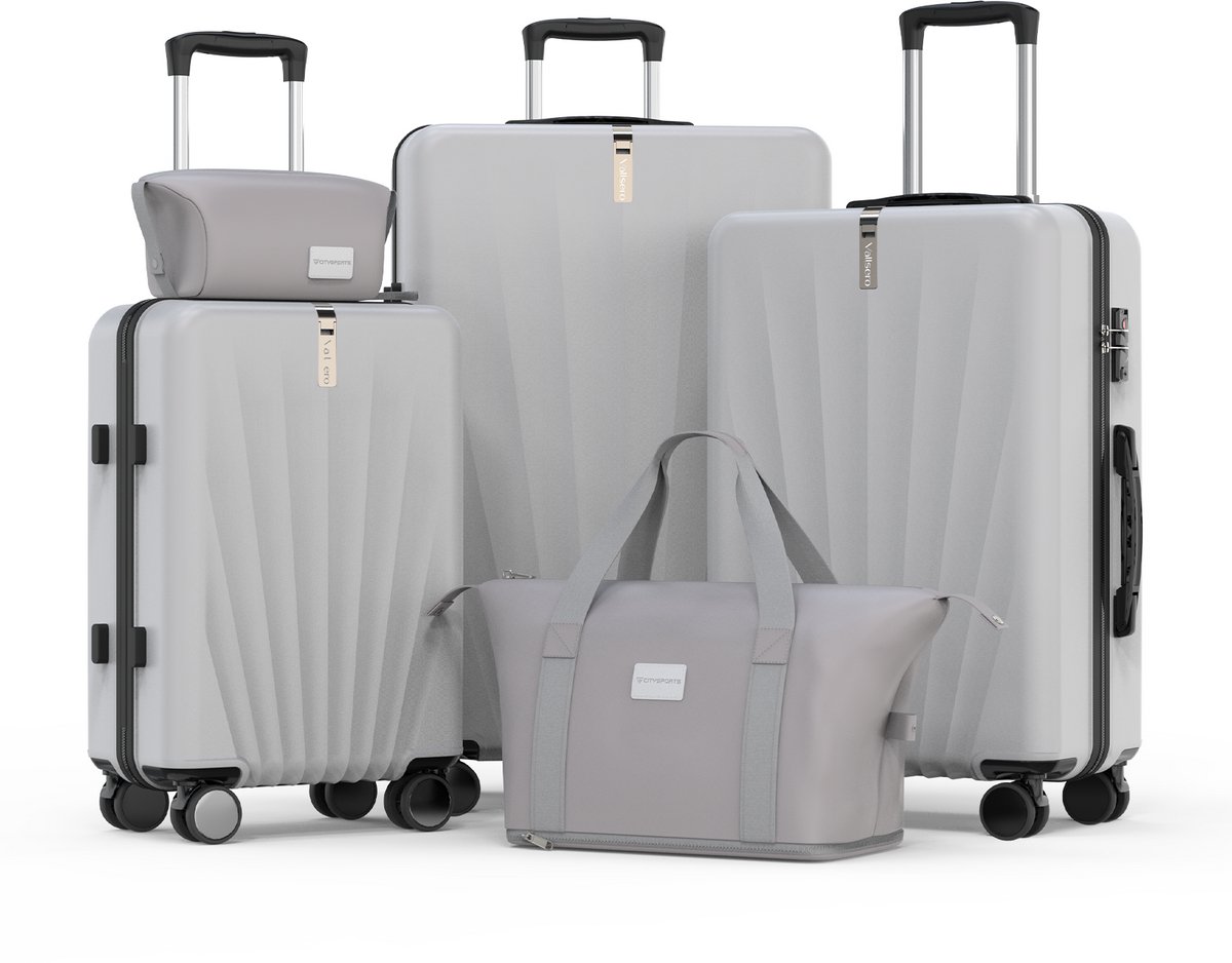 VALLSERO LG3 Kofferset - 5 Delig - Handbagage - Ruimbagage - Trolley - Reiskoffer Set- Met wielen - TSA Slot - Ruimbagage Koffer (S/M/L)