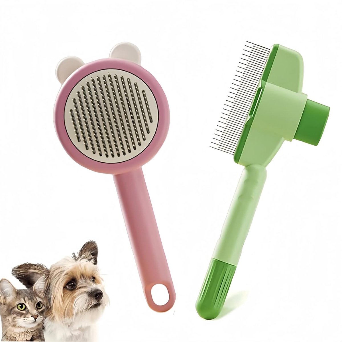 Gsedaox-Hondenborstel-Set van 2 stuks-Huisdierhaar Verwijderaar-kattenborstel-Pluizenborstel-20 cm-Zelfreinigend voor Hond en Kat