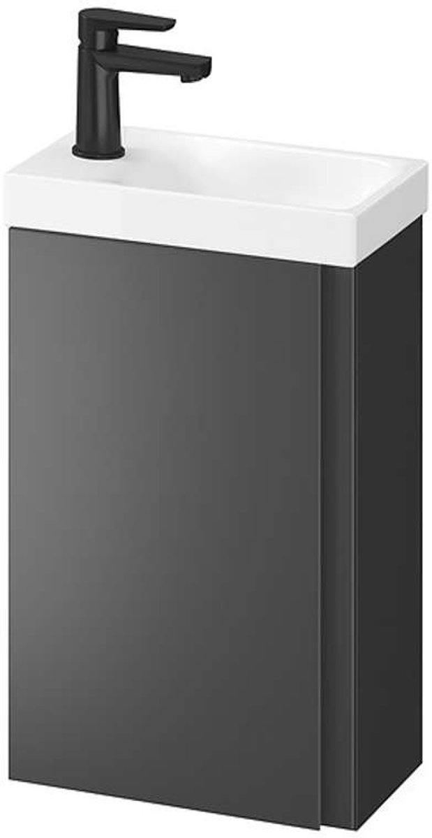 Cersanit Moduo - Kast met wastafel, 59x39x22 cm, 1 deur, scharnieren L/R, antraciet S801-467-DSM