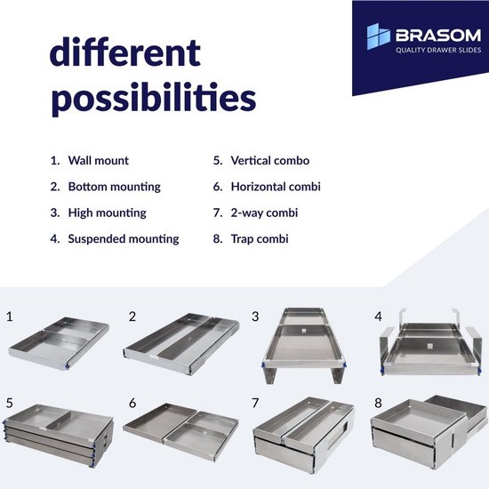 Set de glissières de tiroir + montage au sol incliné 30 cm 12" extension complète capacité de charge 250 kg rails de tiroir robustes supports de faible luminosité en aluminium 300 mm 12 pouces pour véhicule utilitaire