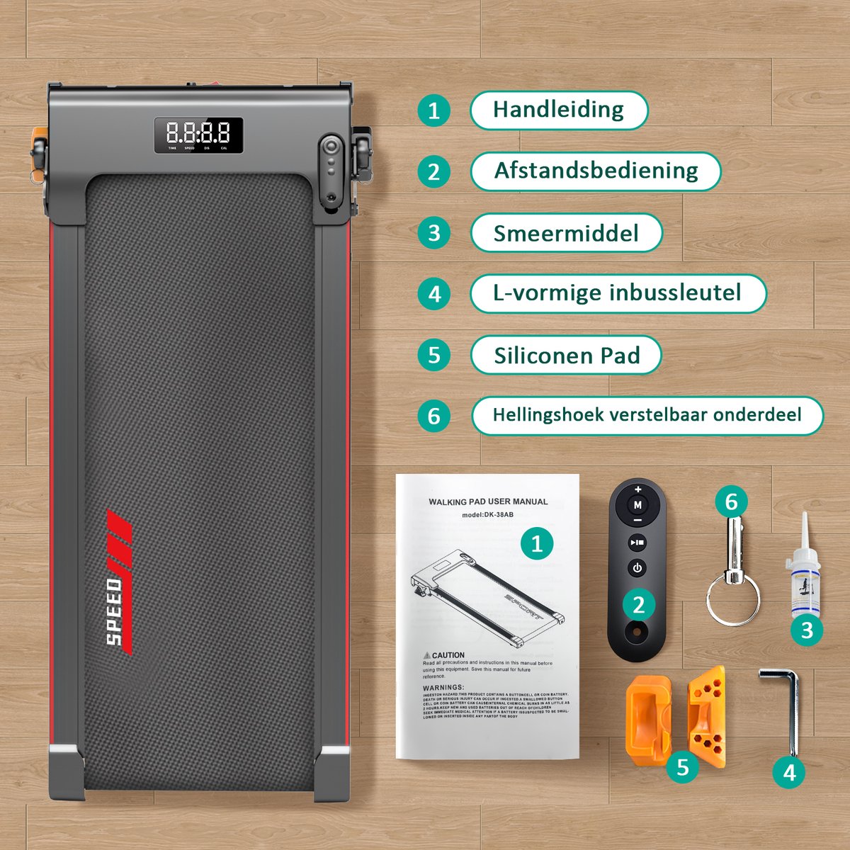 Afbeelding 3 van Y-RAIN Loopband - met 9% Helling - 2,5 PK Borstelloze Motor - Snelheidsbereik 0,8-6 km/u voor thuis en op kantoor - 2 in 1 - Walking Pad - Afstandsbediening - Zwart.