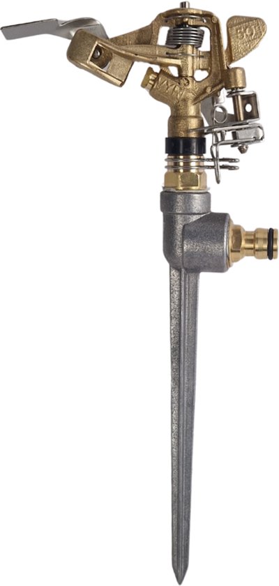 VYR 50 sector sproeier messing met metalen grondpen, instelbare hoek 5-360°, bereik 14m, Gardena koppeling