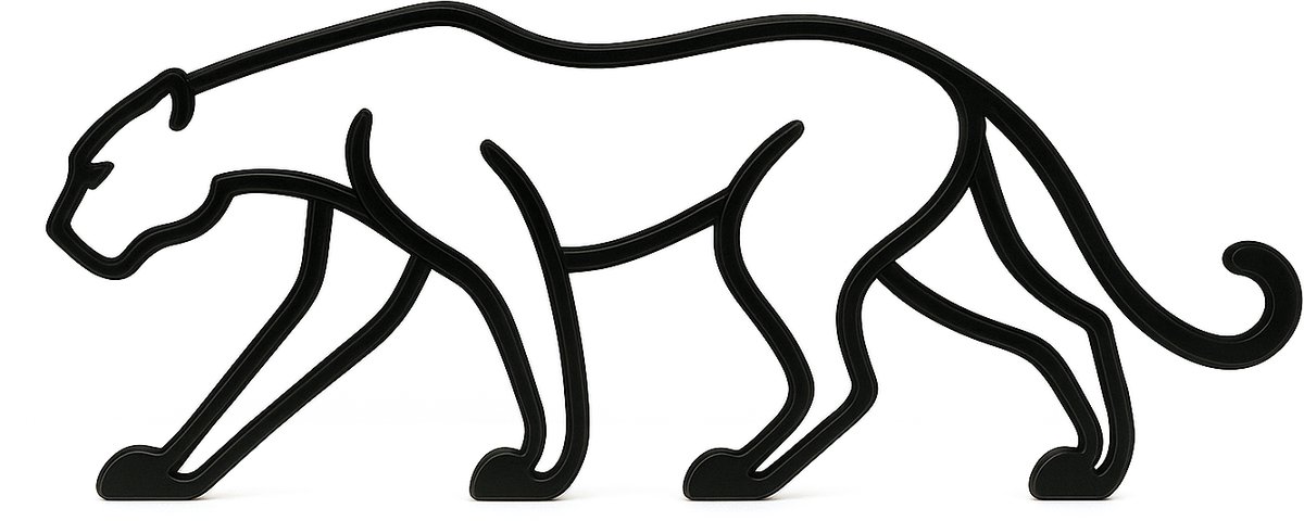 Jaguarbeeldje - zwart - 25 cm breed