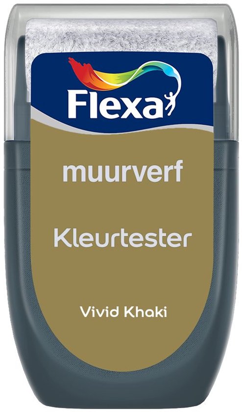 Flexa Kleurtester muurverf in Vivid Khaki.