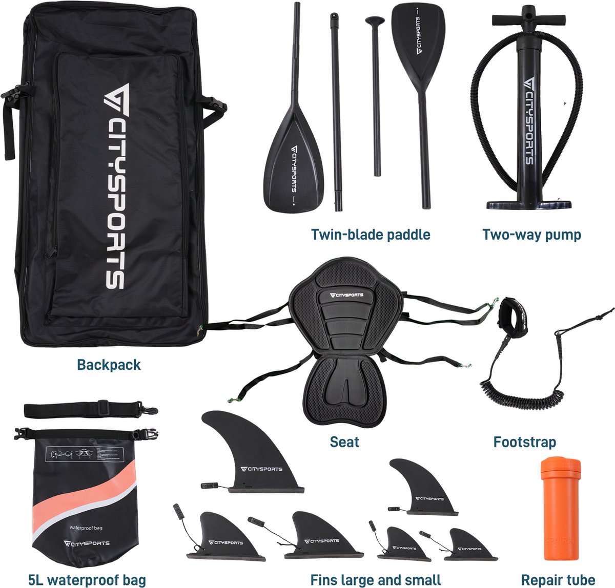 CITYSPORTS SUP Board - Paddle Board - Opblaasbaar Paddle Board - Verstelbare Peddel - Complete Set - 320 cm - Max. 160 kg – foto 7
