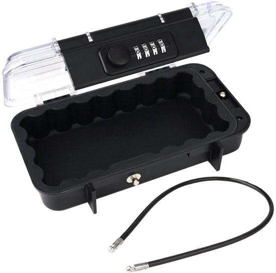 Reiskluis - Met 54CM afneembare kabel - Kluis - Cijferslot - veilig - Strandkluis - Draagbare Kluis - Mini Kluis - Kluisje - Met Cijferslot - Waterdichte anti-diefstal - Voor strand, kamperen, reizen, sport, winkelen - 23.5*14.1*6CM - Transparant