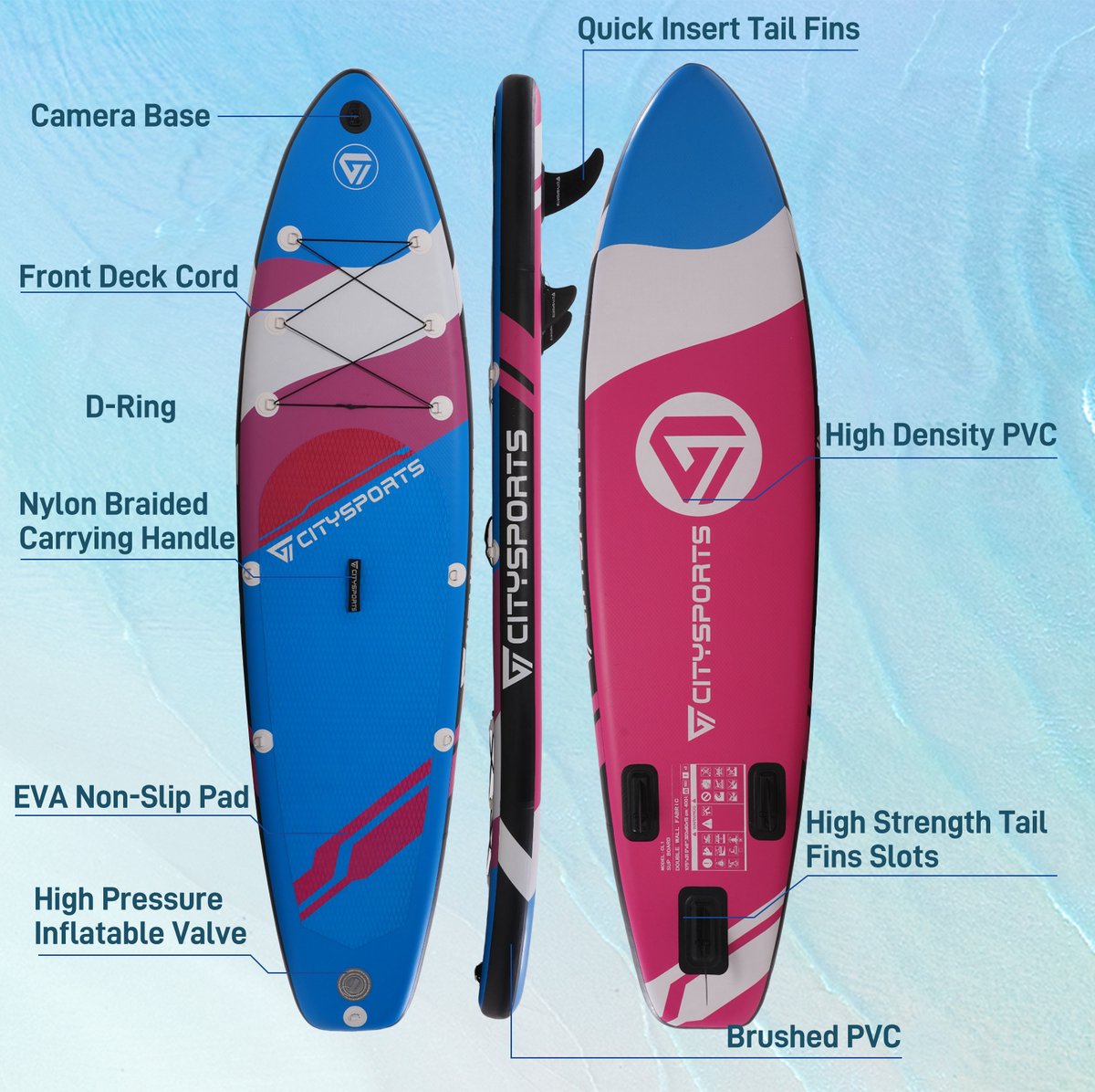 CITYSPORTS SUP Board - Paddle Board - Opblaasbaar Paddle Board - Verstelbare Peddel - Complete Set - 320 cm - Max. 160 kg – foto 5