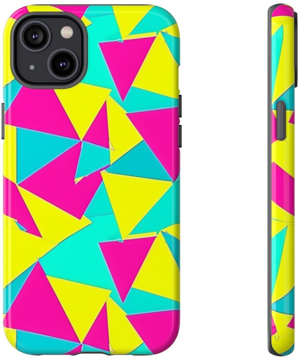 Neon Driehoekenpatroon – Telefoonhoesje Geschikt voor iPhone 14 Plus