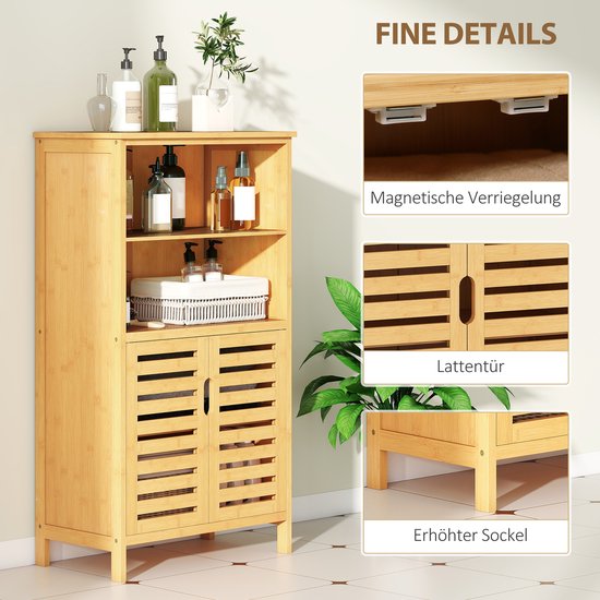 kleankin Meuble Colonne de Salle de Bain Armoire Toilette Haute avec étagères et placards - 15 x 17 x 120 cm - Blanc