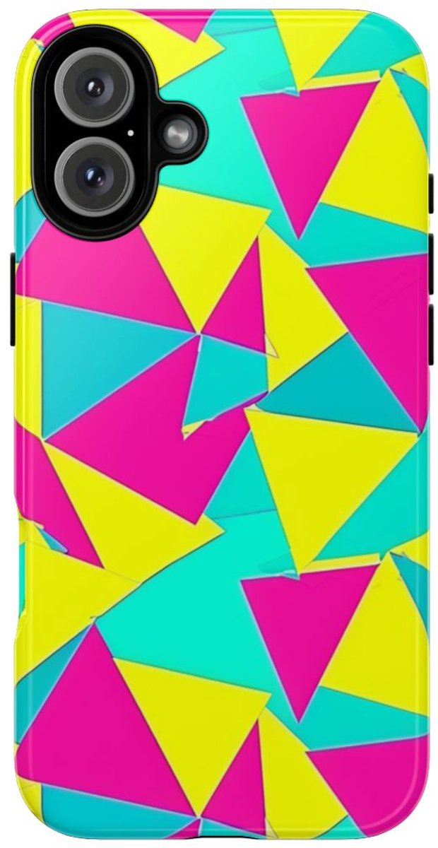 Neon Driehoekenpatroon – Telefoonhoesje Geschikt voor iPhone 16 Plus