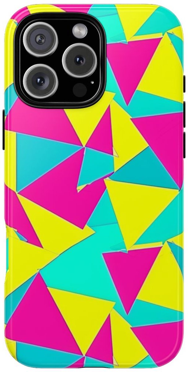 Neon Driehoekenpatroon – Telefoonhoesje Geschikt voor iPhone 16 Pro Max