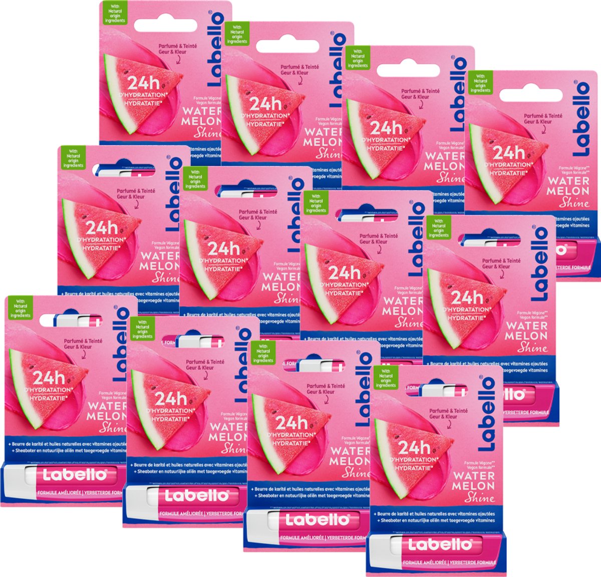 Labello Watermelon Shine - Lippenbalsem - Hydraterend & Glanzend - Voordeelverpakking - 6 stuks