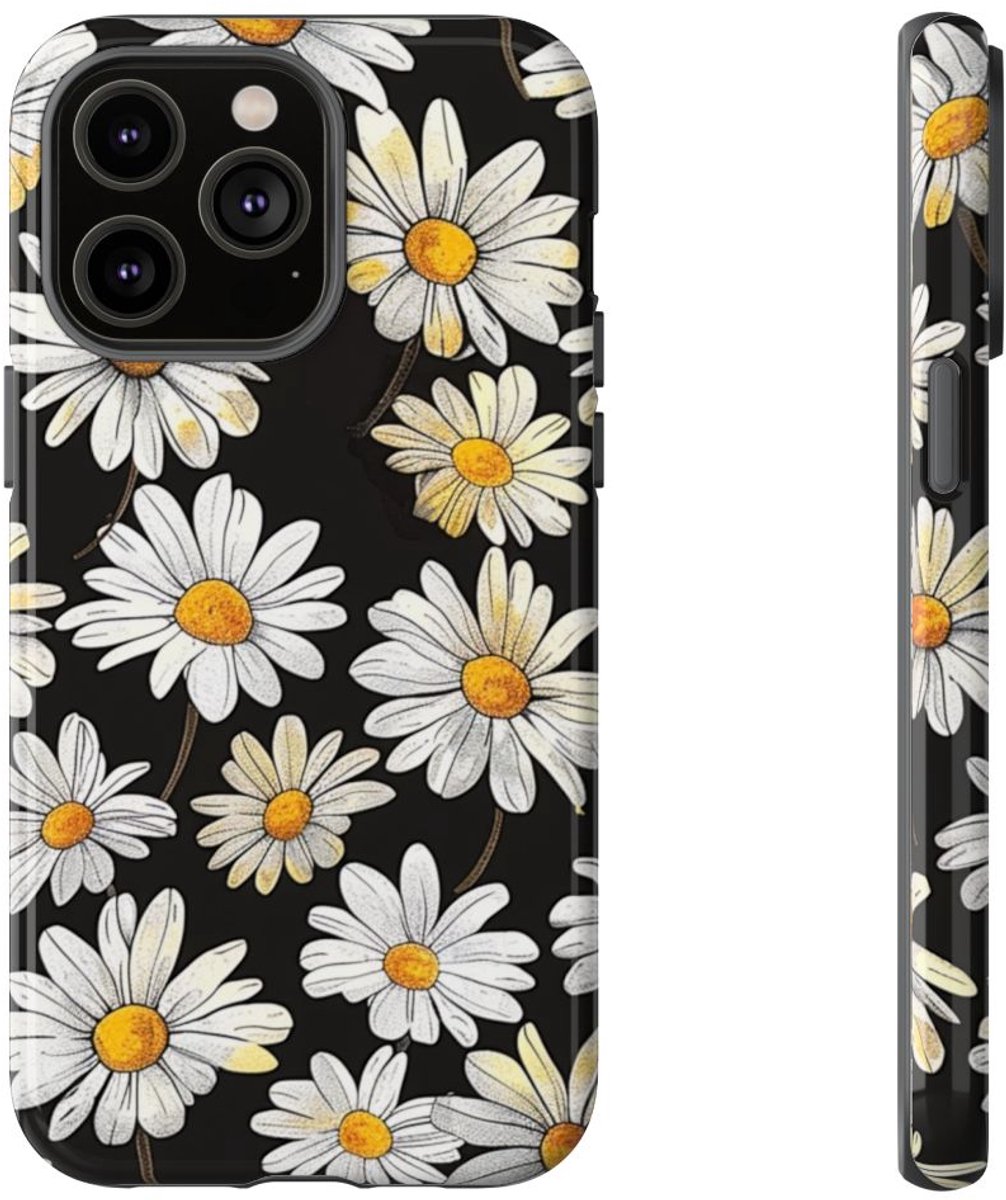 Witte Madeliefjespatroon – Telefoonhoesje Geschikt voor iPhone 14 Pro Max