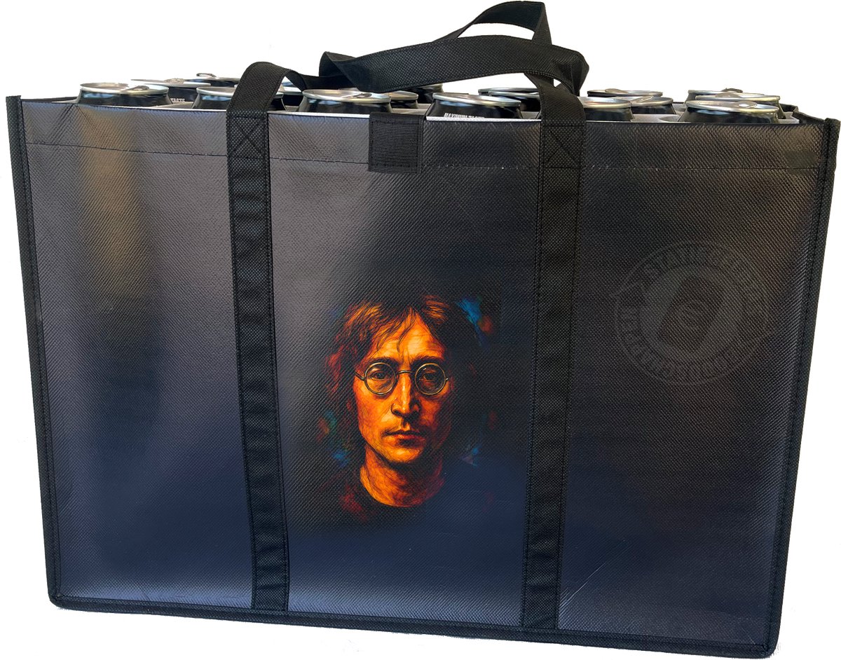 John Lennon –Combiset Statiegeldtas - boodschappentas + 2 koelementen met eerbetoon aan iconische artiesten – met handig klittebandsysteem