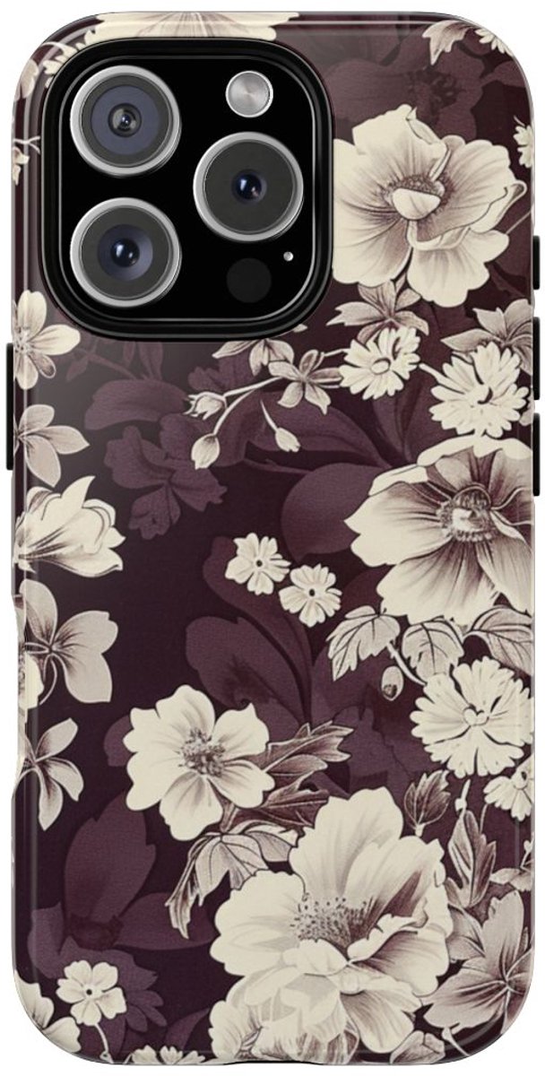 Vintage Witte Bloemenprint – Telefoonhoesje Geschikt voor iPhone 16 Pro