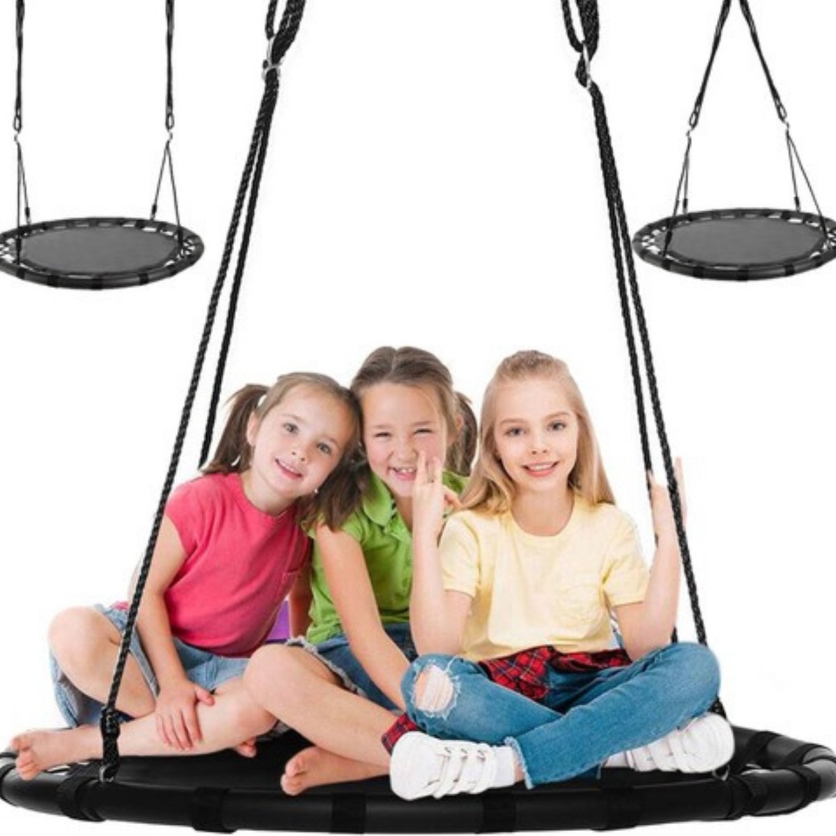 Kruzzel Ooievaarsnest schommel - 100 cm - zwart - max 150 kilo - kinderschommels — afbeelding 2