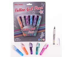 Tattoo glittergel pennen met sjablonen - Speelgoed - 6 pennen/stiften - kinderen
