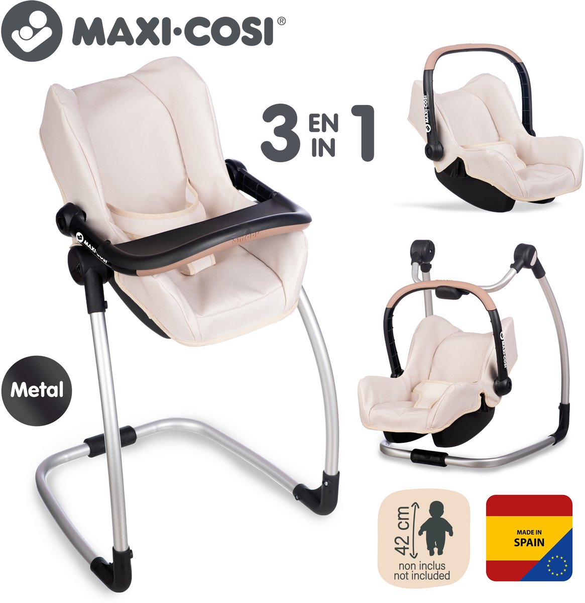 Smoby - Maxi cosi kinderstoel voor pop tot 42cm - schommel - autostoel - tablet – foto 7
