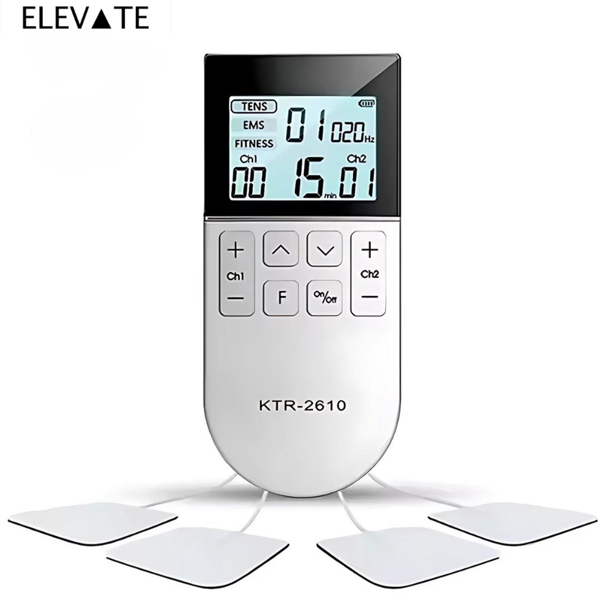 ELEVATE TENS/EMS Apparaat – Spierstimulator & Pijnverlichting – Dual Channel – 50 Programma’s – KTR-2610