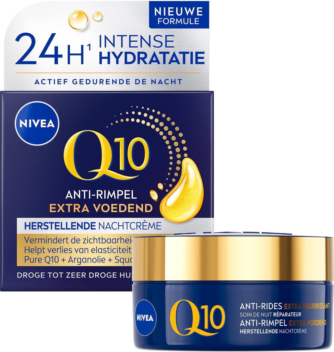 NIVEA Q10 Power +Extra Voedend Anti-Rimpel Nachtcrème - Droge huid - 50 ml