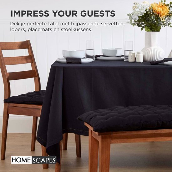 Homescapes Coussin pour banc de jardin 3 places, Noir