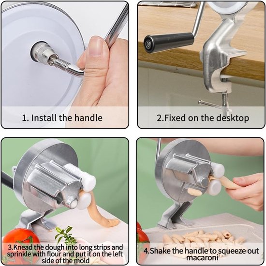 Cavatelli Machine - Aluminium Legering Verse Pasta Machine - Macaroni Machine voor Handmatige Pasta Machine - Handcrank - Draagbare Pasta Machine - Pasta Machine — afbeelding 5