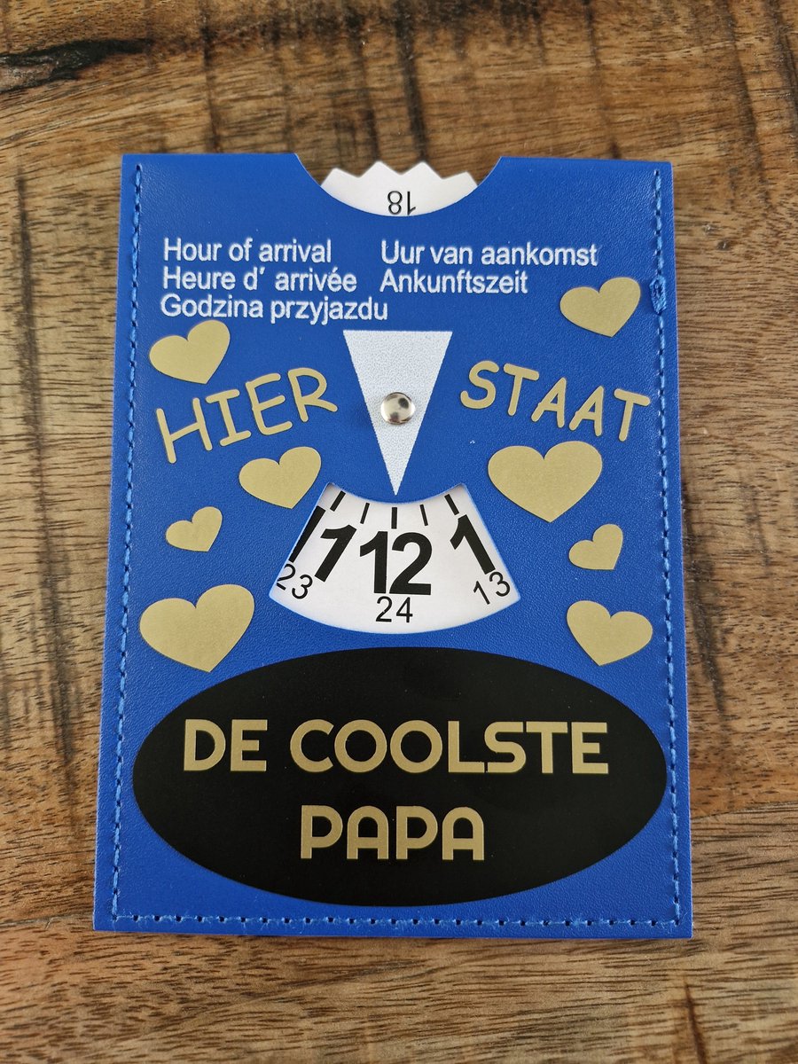 Parkeerschrijf met tekst- Hier staat - De coolste papa - blauwe zone- parkeerkaart- blauweschijf