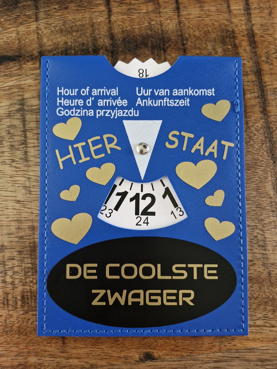 Parkeerschrijf met tekst- Hier staat - De coolste Zwager - blauwe zone- parkeerkaart- blauweschijf