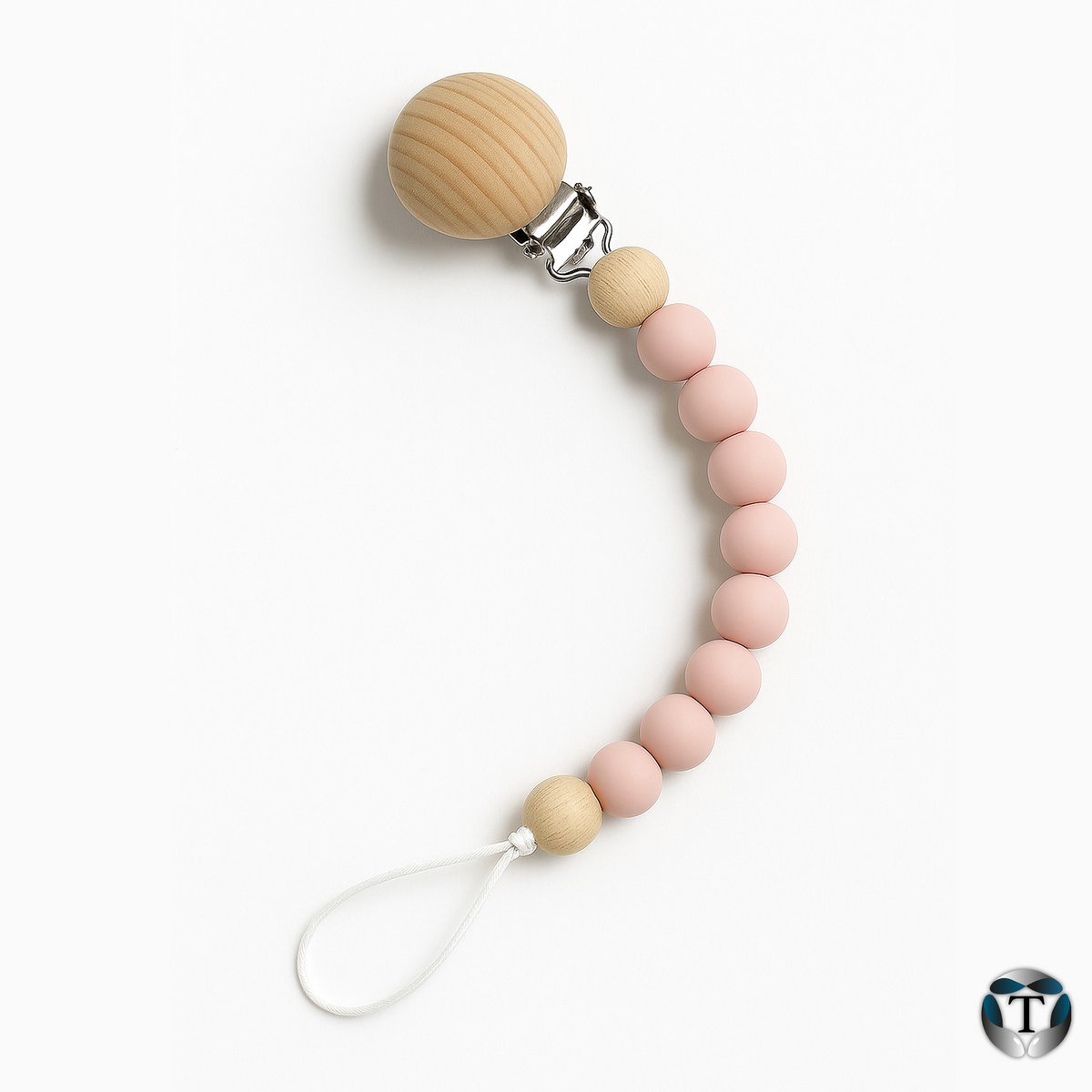 Speenkoord | Fopspeenkoord | Hulpmiddel Speen | Kralen | Roze | Silicoon | Hout | Houten Clip | Babyshower | Kraamcadeau | Jongen & Meisje | Baby | Speen | Speenketting | TheOldOmen |
