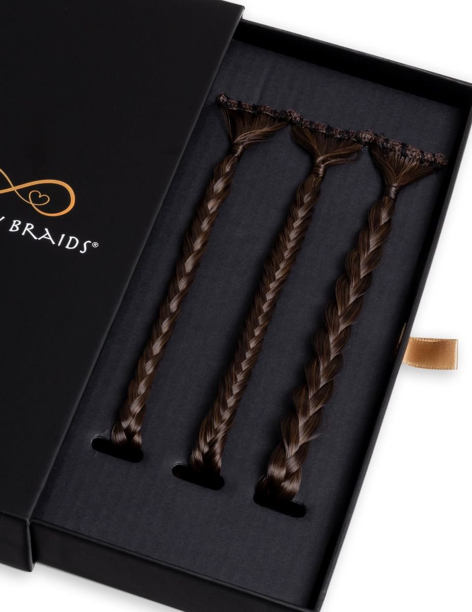 Infinity Braids - Braidies - Set van 3 Clip-in Vlechtjes - Lizzy, Jolie & Viènne Stijl - Haarklem - Haarclip - Haarclip Dames - Haarklemmen - Infinity Braidies Mini Auburn Sugar
