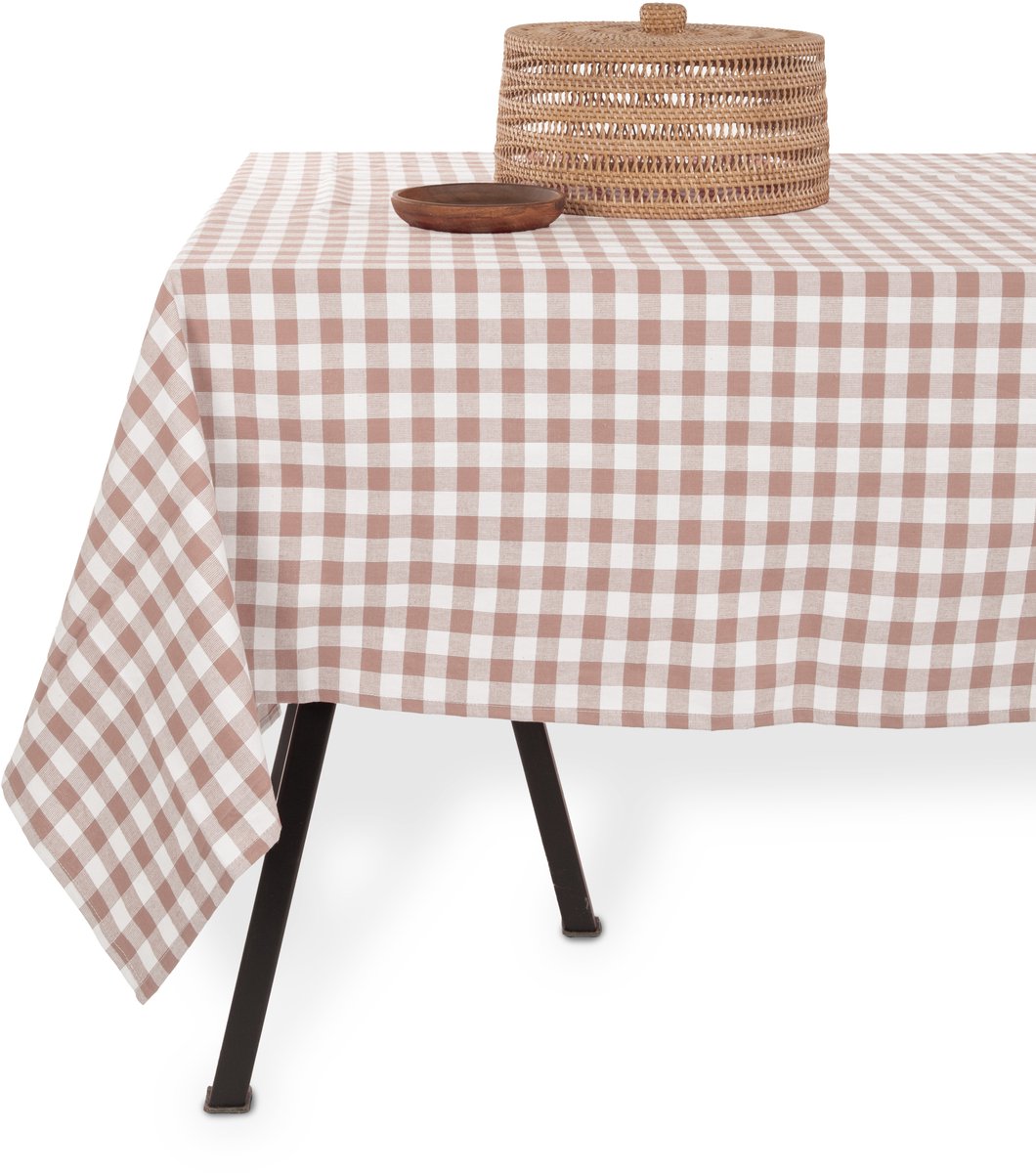 Tiseco - Tafelkleed GINGHAM - Katoen - Geblokt - 150x300 cm, roze