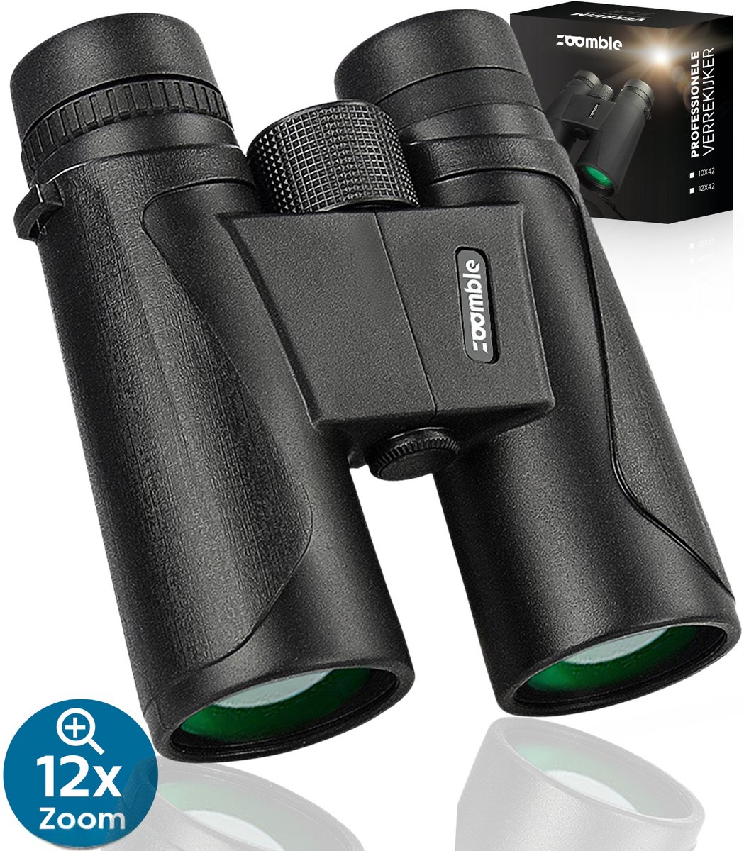 Zoomble® Verrekijker PRO met Draagtas - Incl. E-Book Vogelspotten - 12x42 - Bak-4 HD Lens - Geschikt voor Vogelaars, Outdoor & Hiking - Volwassene - Verkijker