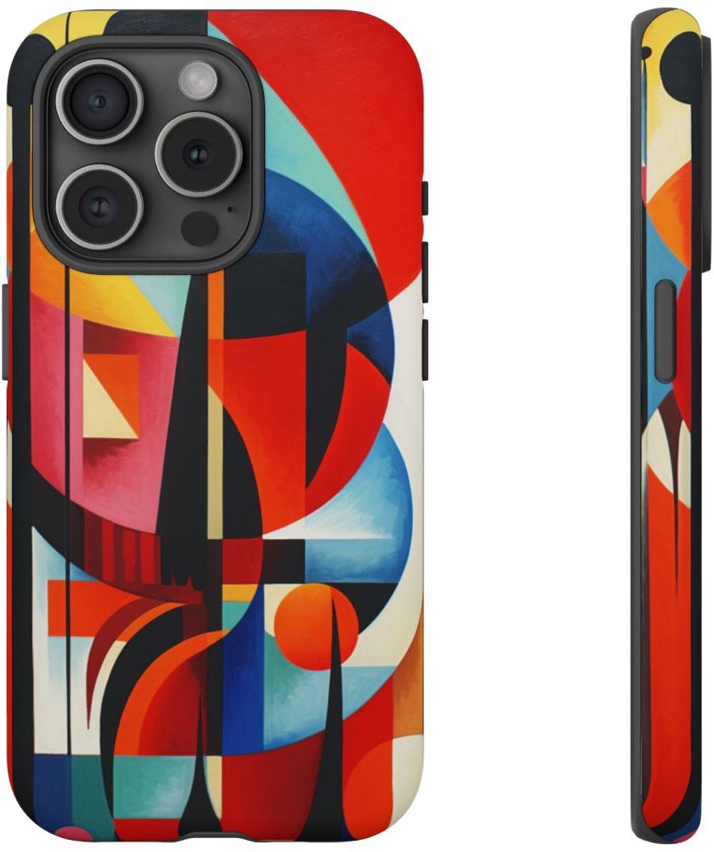 Abstracte Geometrische Compositie – Telefoonhoesje Geschikt voor iPhone 15 Pro
