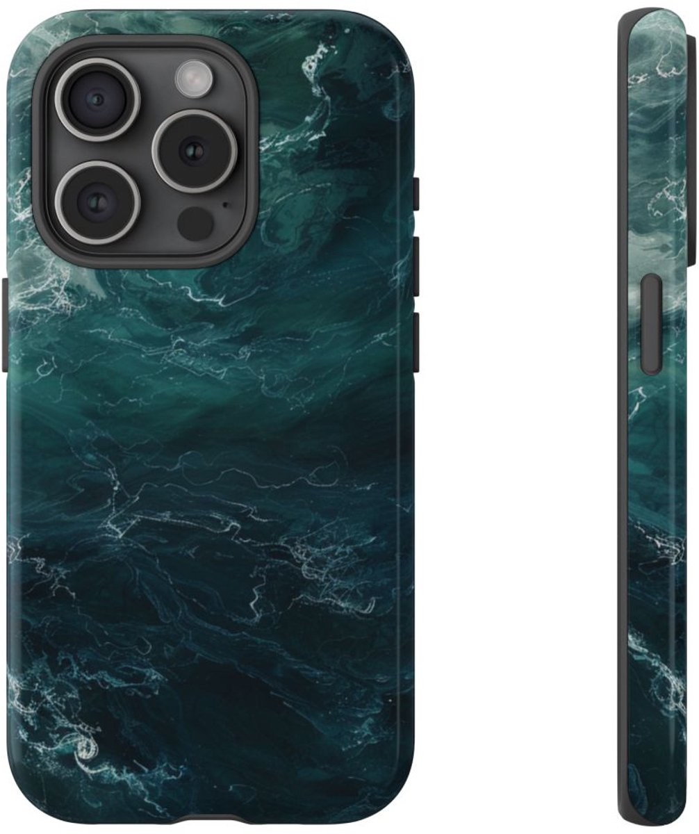 Donkere Waterdiepte Abstracte Kunst – Telefoonhoesje Geschikt voor iPhone 15 Pro