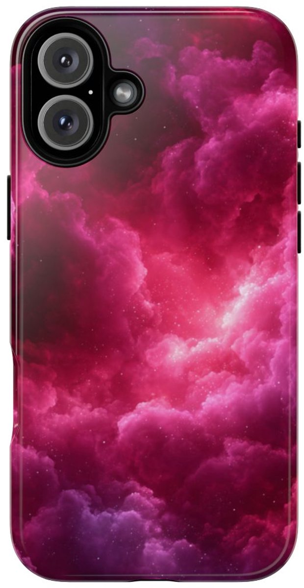 Roze en Bourgondische Nevelwolken – Telefoonhoesje Geschikt voor iPhone 16 Plus