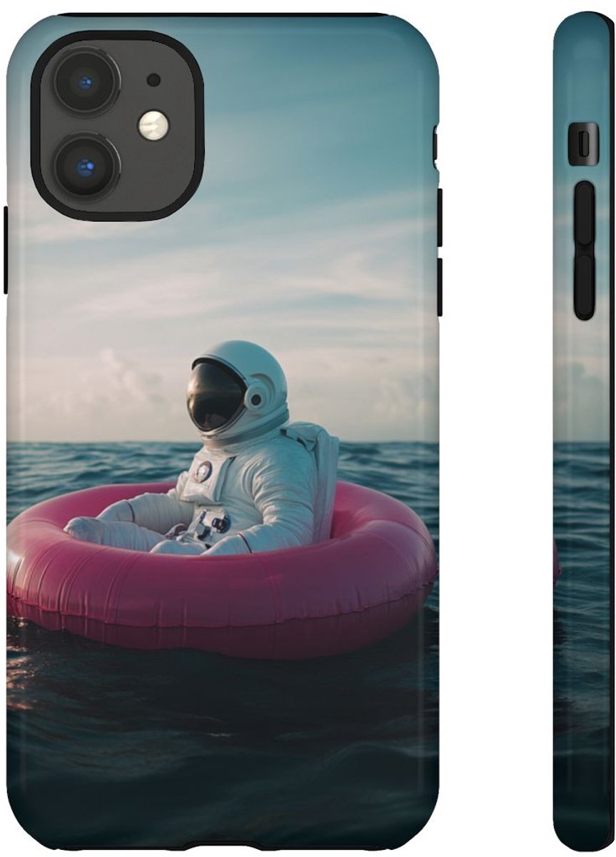 Astronaut op Roze Zwemband – Telefoonhoesje Geschikt voor iPhone 11