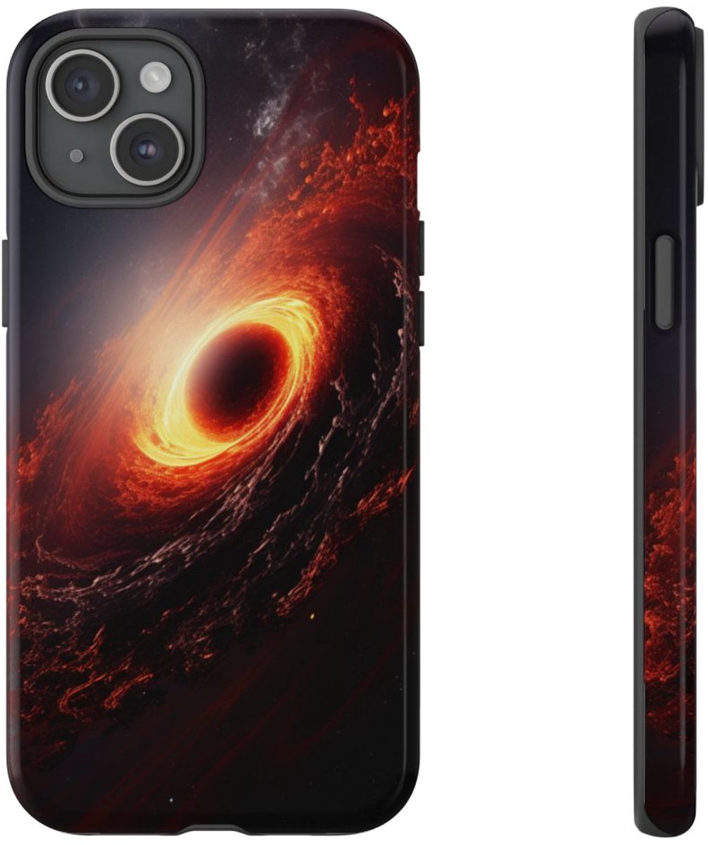 Vurige Zwarte Gat in de Ruimte – Telefoonhoesje Geschikt voor iPhone 15 Plus